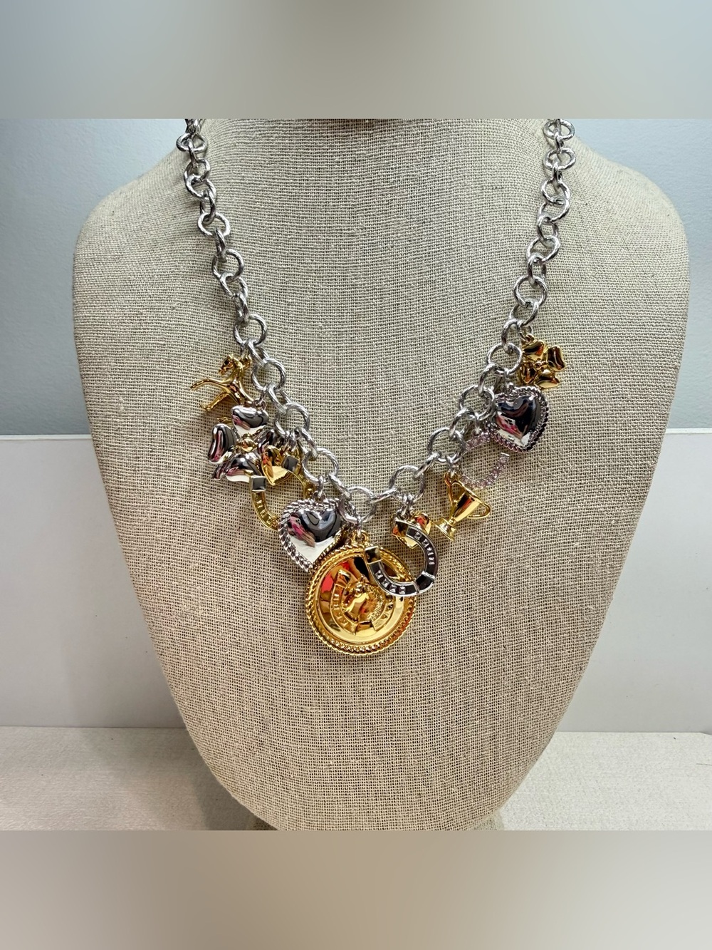 Talbots silver/gold tone equestrian charm necklace